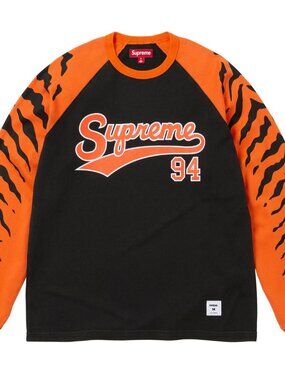 SUPREME - Tiger Raglan Long Sleeve Shirt - Black - Sz S - BNWT